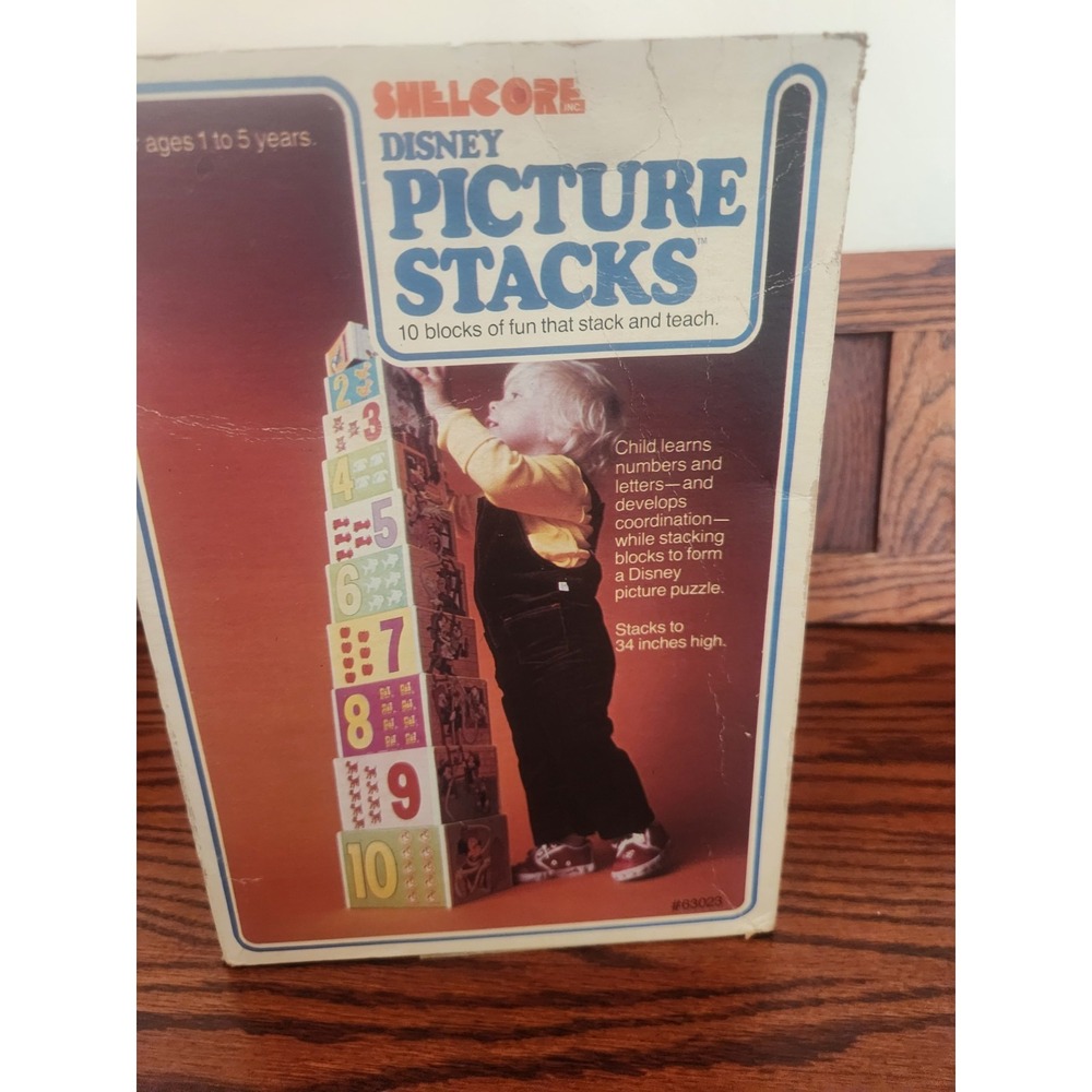 Vtg 1979 Shelcore DISNEY Picture Stacks Stacking Blocks #63023 w/‎ Original Box - Picture 6 of 7
